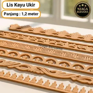 Lis ukir Ornamen Kayu 120 cm Dekorasi Tempel aneka Motif