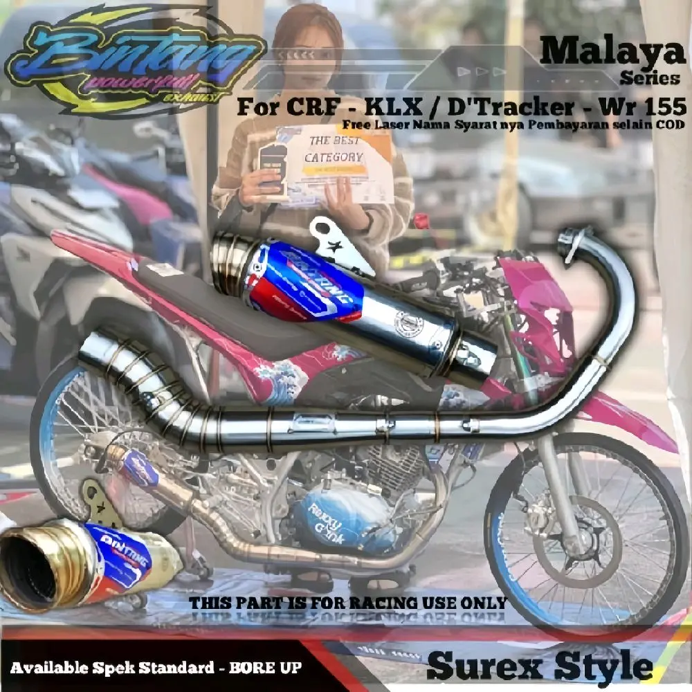 Knalpot Crf - Klx - D Tracker - Wr 155 Type Malaya Series Original Bintang Powerfull Exhaust Laser
