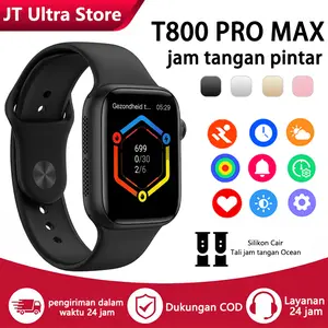 Smartwatch Unisex T800Promax (Kompatibel dengan Android & iOS): Pemantauan Detak Jantung, Pedometer, dan Fungsi Gelang Detak Jantung — Layar Sentuh Penuh yang Besar, Dukungan Bluetooth