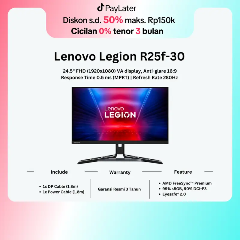 Lenovo Legion R25f-30 Monitor Gaming 25" FHD VA 240Hz 0.5ms FreeSync Premium 1