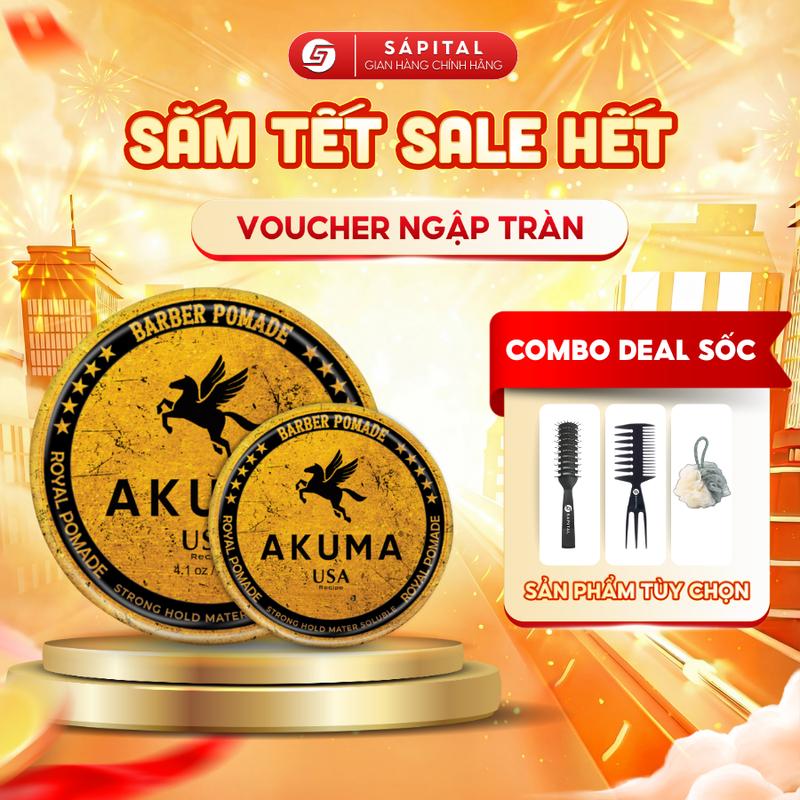  Sáp vuốt tóc Akuma Royal Pomade 56 116G - Độ Bóng Cao Giữ nếp từ lên đến 12H Mùi hương nước hoa Phù Hợp mọi chất tóc 