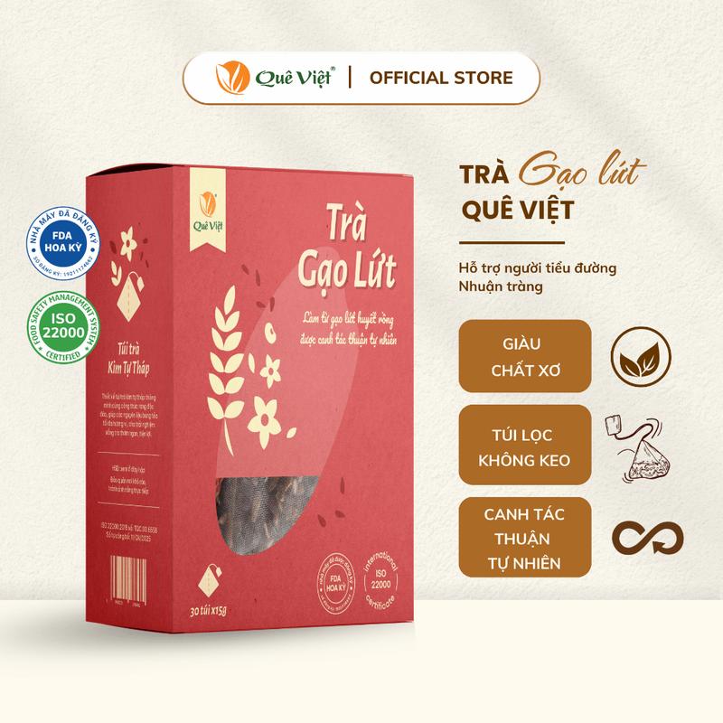 Trà gạo lứt Quê Việt thanh lọc gan, giải độc cơ thể nguyên liệu tự nhiên an toàn Hộp [450g, 600g]