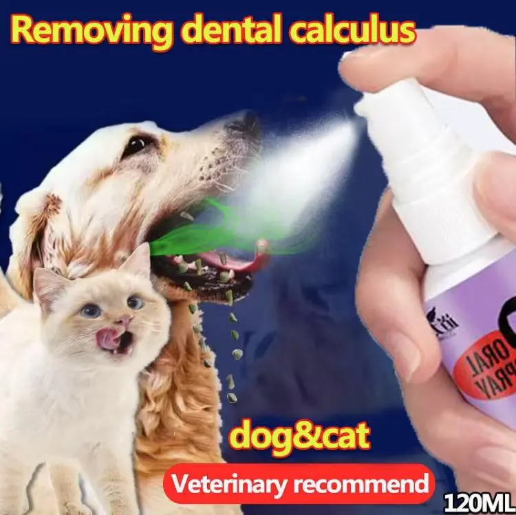 Pet Oral Deodorant Spray 120ml untuk Kucing dan Anjing untuk Membersihkan Gigi dan Menghilangkan Bau Mulut