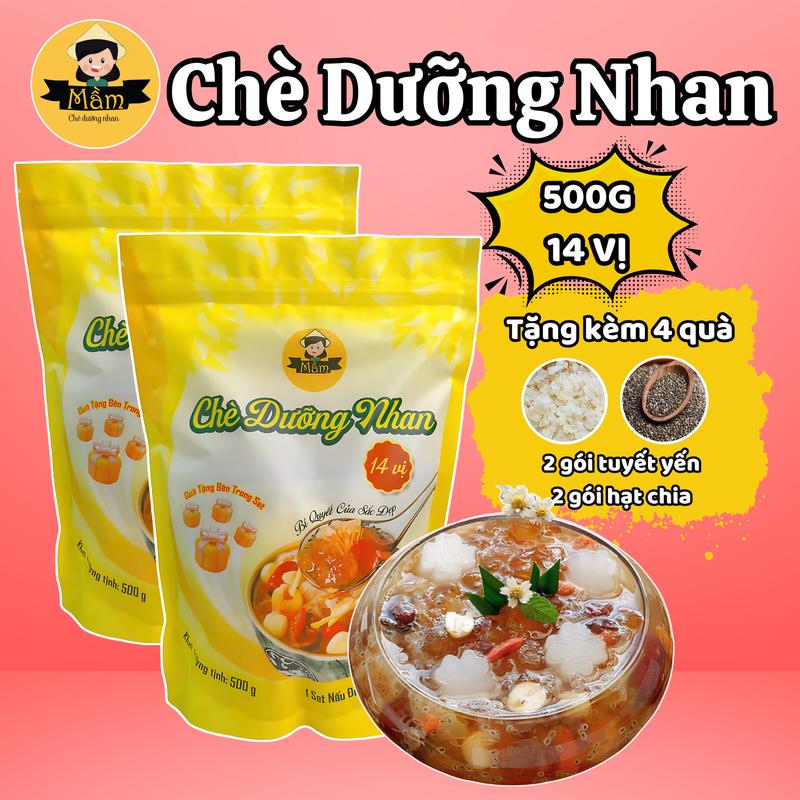[COMBO 2 SET ĐẠI] Chè Dưỡng Nhan 14 Vị 500g Cô Mầm Foods - Nguyên liệu khô - 1 Set Nấu Được 25-30 Chén Tea Nước Trà