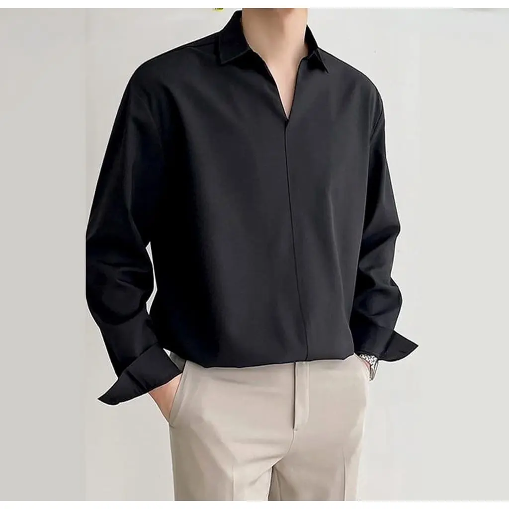 JOLIJOS/Kemeja So Hoo PANJANG/Kemeja Santai Korea Style/Kemeja Casual Laki-Laki/M L XL