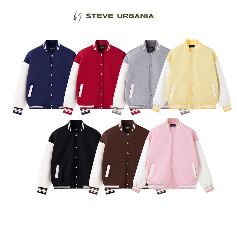 Áo Khoác Bomber Basic STEVE Nam Nữ Form Rộng Unisex Chất Liệu Vải Dạ Cao Cấp Tay Da Thật Thiết Kế Tỉ Mỉ Phù Hợp Nhiều Phong Cách - AK03