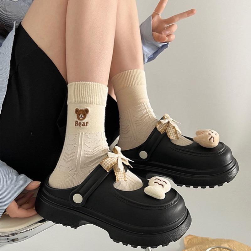 Product Introduction of Dép sục nữ phối nơ hình ChiPi đáng yêu, dép sục nữ đế cao gồm 3 màu 17
