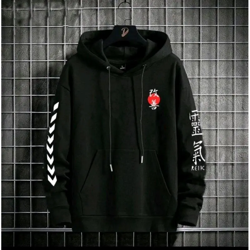 sweater hoodie REIKI kekinian putih abu Hitam pria wanita dewasa tersedia pilihan warna dan ukuran besar jumbo oversize Keren Distributor 3