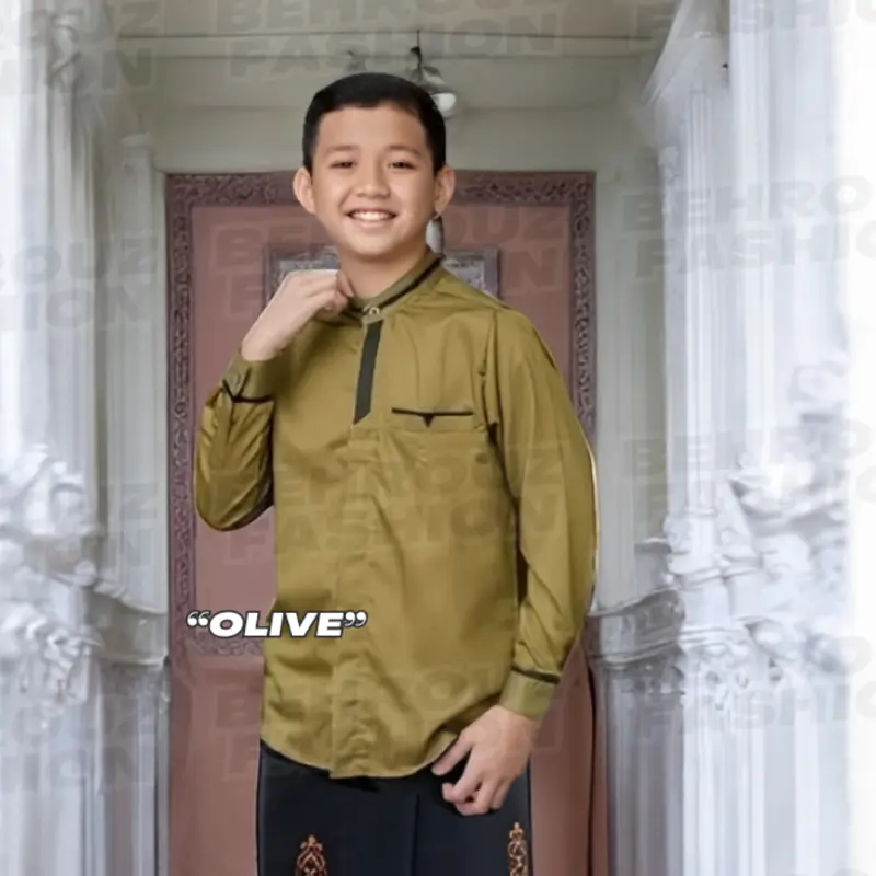 BEHROUZ - Baju Koko Anak Motif Bima Bahan Katun Premium Lengan Panjang Promo Lebaran 2025 6