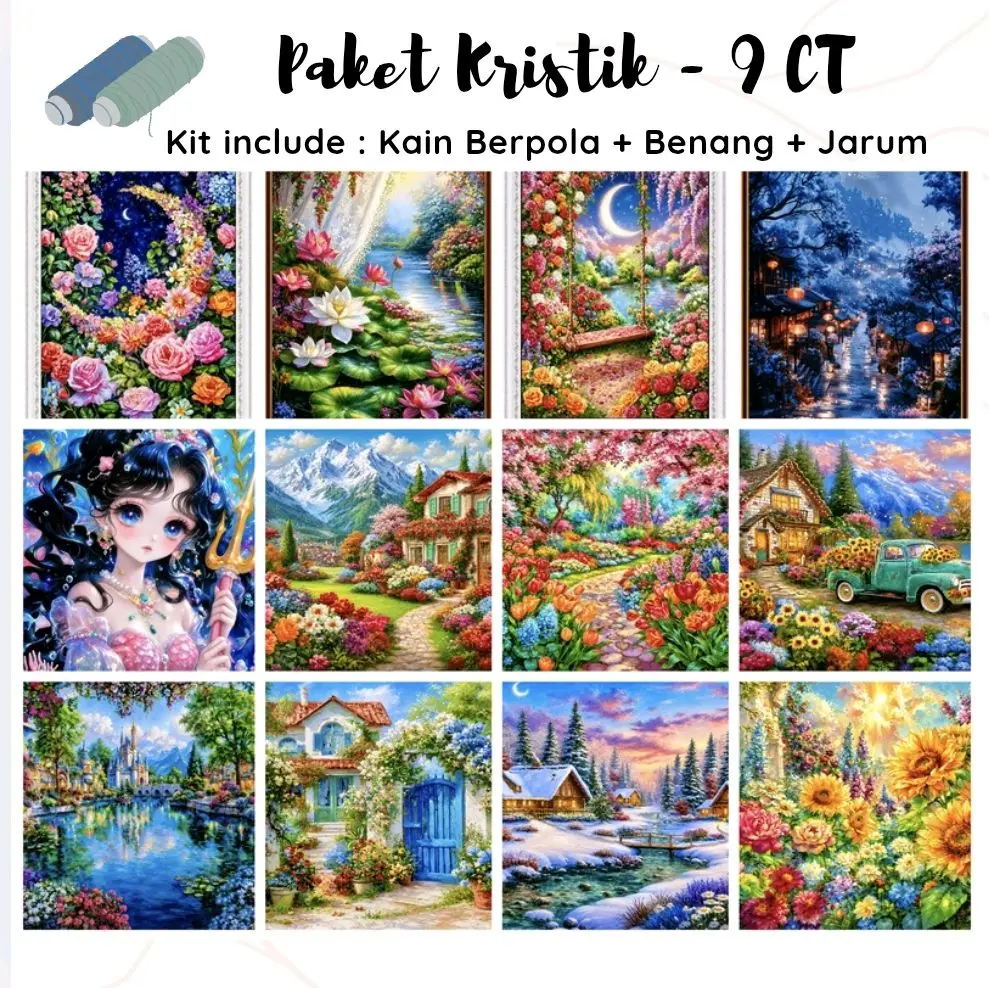 PAKET KRISTIK 9 CT Cross Stitch Kristik 9CT Sulaman Jahit2