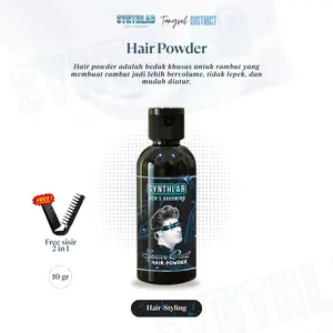 Synthlab Bedak Styling Rambut Pria 10gr - Natural Hair Powder Membuat Bervolume & Anti Lepek Dengan Sisir Gratis 2in1