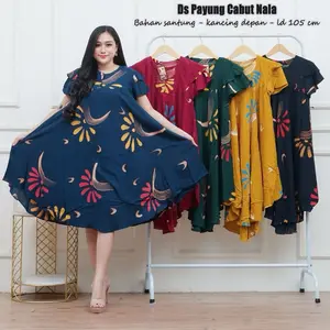 Ds Payung Cabut Monza  Wanita Rayon Kancing Depan Ukuran 110cm Motif Bunga Warna-warni