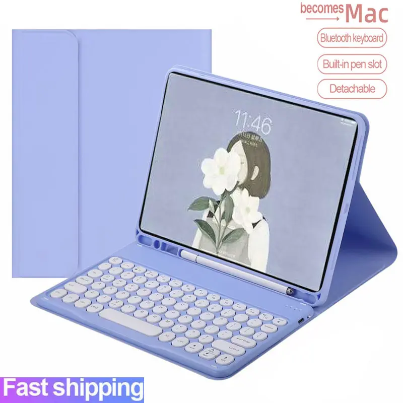 Case With Keyboard For Samsung Galaxy Tab S6 Lite A7 A8 S7 FE S7 Plus S8 S8+ S9 S9+ Detachable Wireless Bluetooth Keyboard Cover