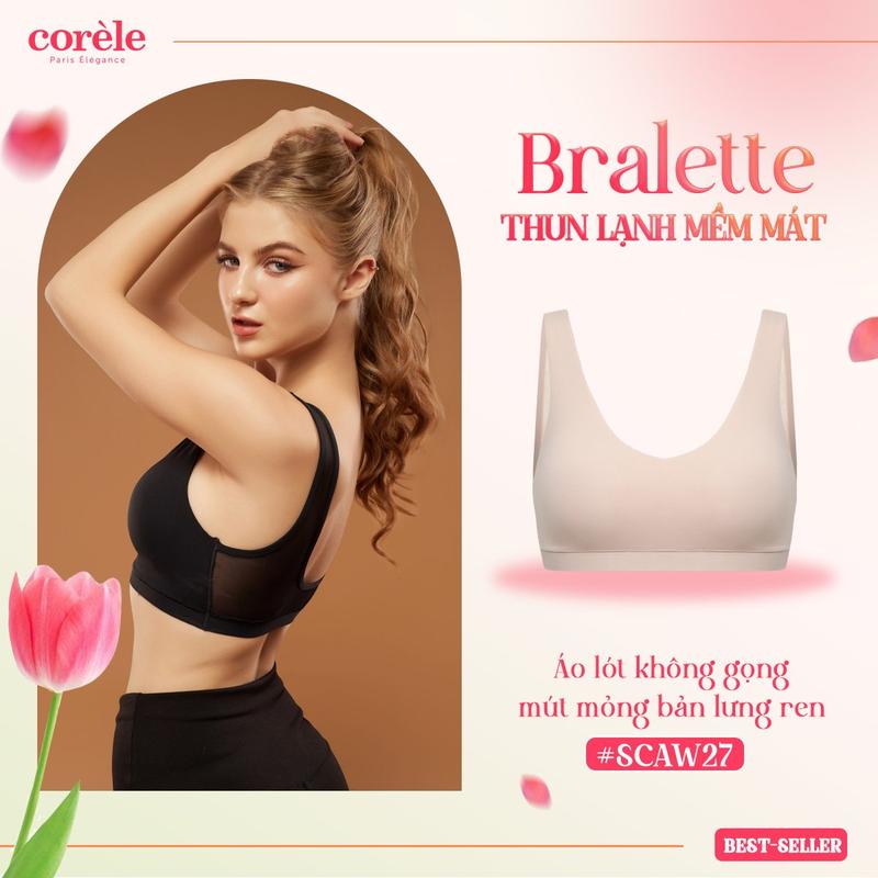 (KOL) Áo lót nữ Corèle CA-W27 dáng Bralette vải thun lạnh, mút mỏng nhẹ, không gọng, kiểu Sporty chuẩn an toàn OEKO-TEX 2