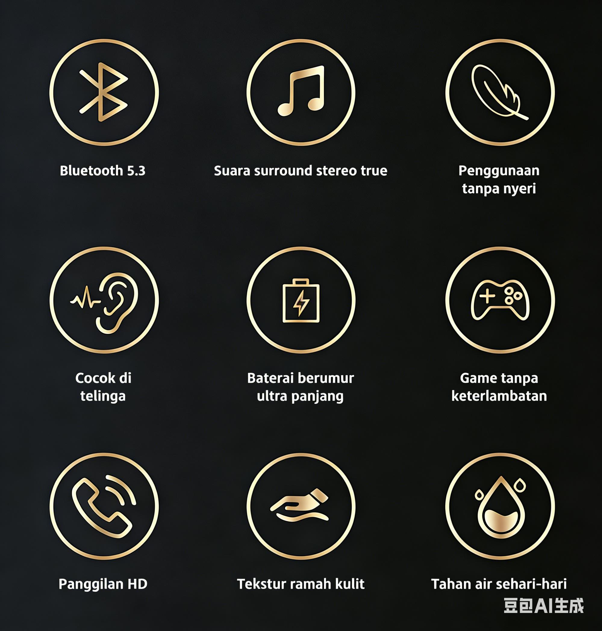 Eikelk Hsz PHANTOM A7X Earphone Nirkabel, Tahan Air IPX7, Baterai Tahan Lama, Bass Kuat, Surround 3D, Peredam Suara Cerdas, Gaming Esports, Panggilan, Musik, Olahraga, Earphone Bluetooth Nirkabel