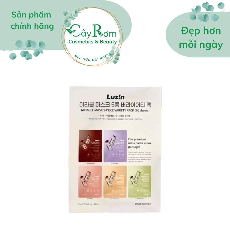 Mua 1 tặng 1 Mặt nạ Luzin mix màu - làm trắng cải thiện nếp nhăn dưỡng da 1 hộp 10 miếng mix