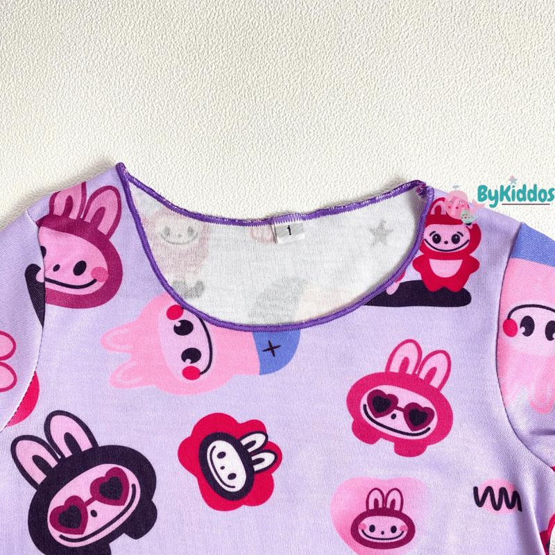 ByKiddos - Baju Labubu Anak Perempuan Lokal / Setelan Labubu Anak Perempuan / Set Celana Pendek dan Lengan Pendek / Baju Santai Anak 6