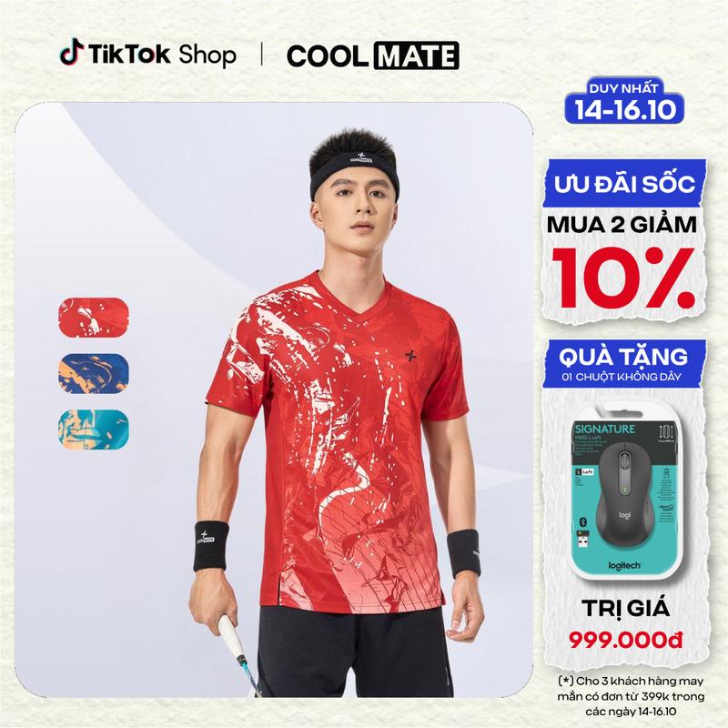 [ Áo thun thể thao nam in Abstract Graphic Racquet (Cầu lông, Tennis, Pickleball...) - Coolmate
