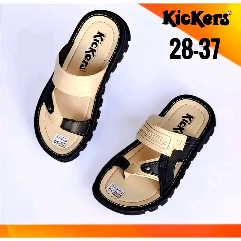 Promo Sandal Anak / Sandal Ank kickrs /Sandal Ank Kulit/ Sandal Anak SD/ Sandal Japit Motif 2 Warna/ size 28-37 Usia 3-10 Tahun Sepatu Fashion Karet 3