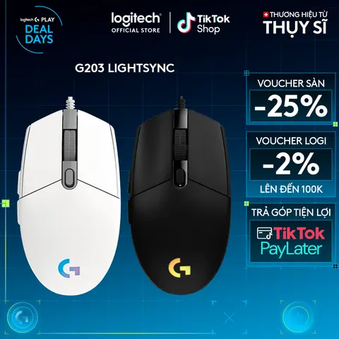 Chuột game có dây Logitech G203 Lightsync - Tùy chỉnh RGB, 6 nút lập trình