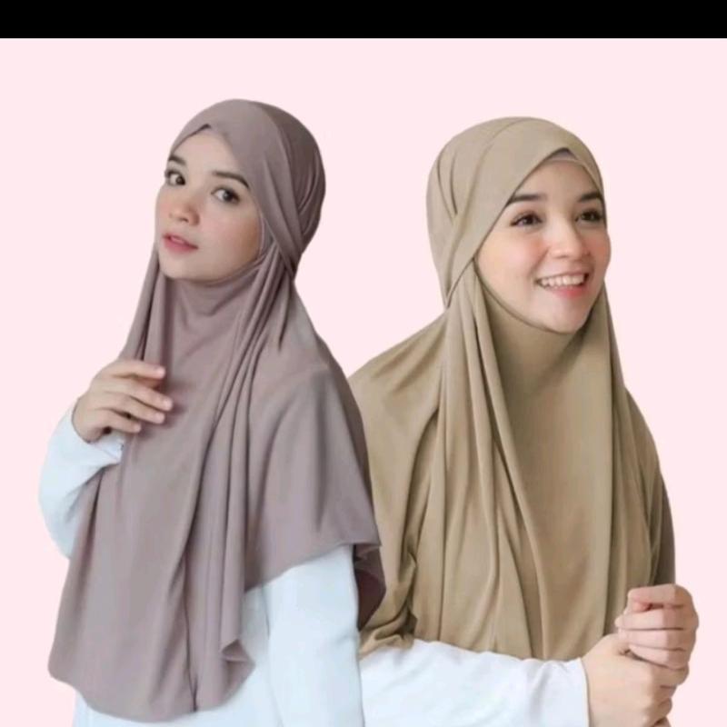 jilbab french khimar lesty kejora 2in1 cadar tali syar'i niqab masker Bergo Instan Kerudung Syari 1