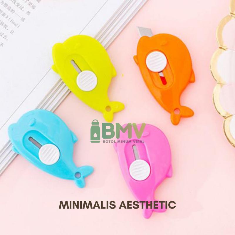 Cutter Mini Bentuk Awan Dolphin Stainless Steel Untuk Keamanan Sekolah dan Seni 6