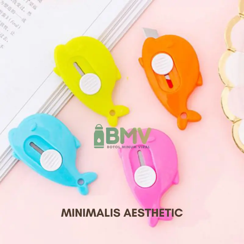Cutter Mini Bentuk Awan Dolphin Stainless Steel Untuk Keamanan Sekolah dan Seni 5