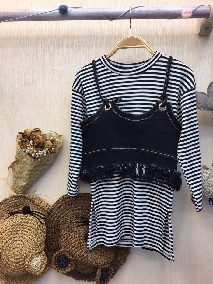 Baby Set Striped Long Sleeve Tshirt with Outer