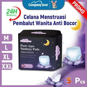 Company Love Pant-type Sanitary Pads 360° Anti-bocor Pelindung M/L/XL/2XL 5pcs Nyaman untuk Tidur Malam Bahan Katun Lembut Kain Non-woven Berkualiti Tinggi Serap Air Baik Wanita