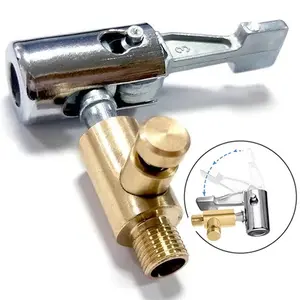 Portable Inflatable Pump for Car Tire Air Chuck Compressor Tire Inflator Tire Chuck with Barb Connector for Hose Repair - not deflated