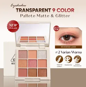 [Skistore] BPOM MGL Eyeshadow Palette Transparent 9 Color  - Glitter & Matte Pigmented Tahan Lama