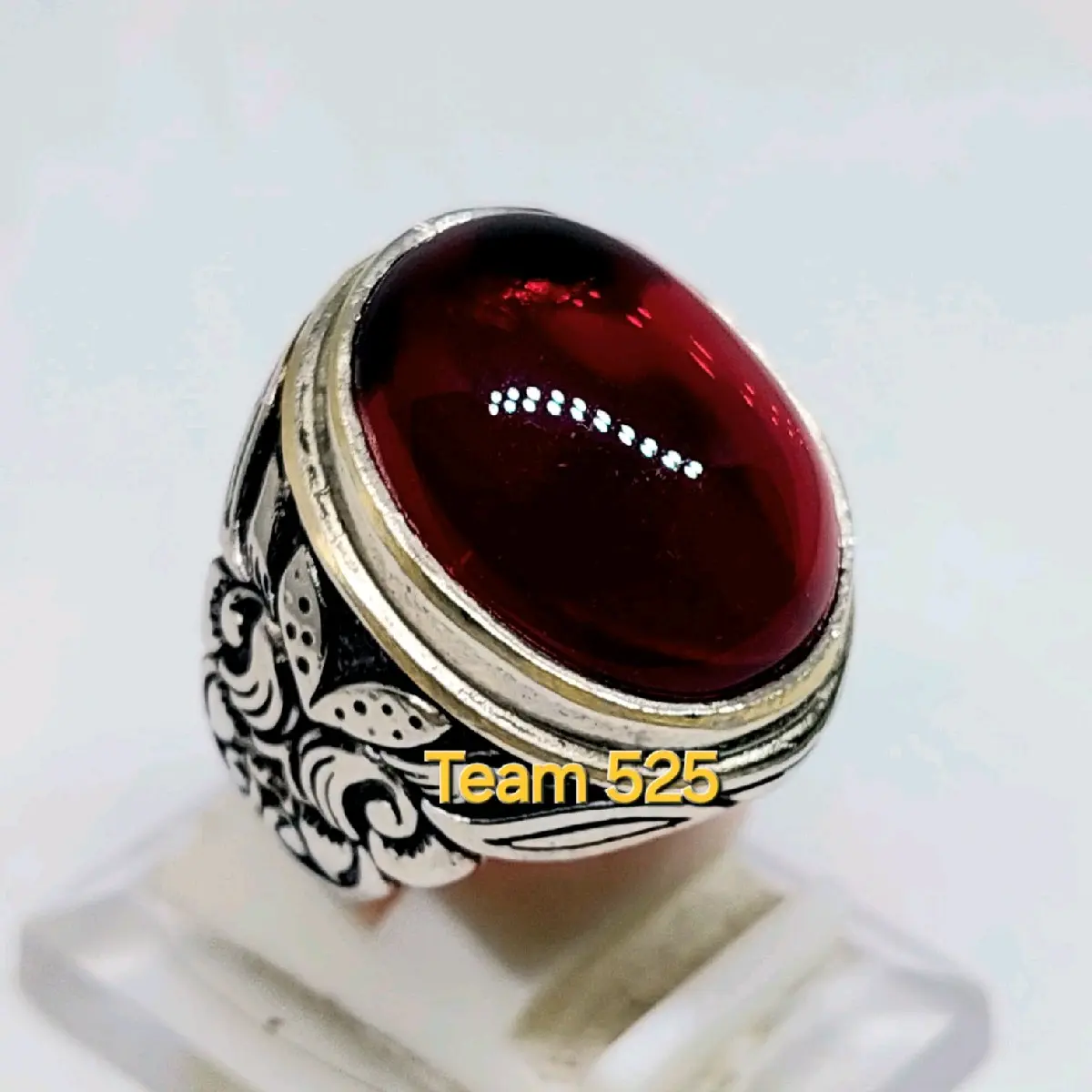 Cincin batu merah siam wulung ring alpaka