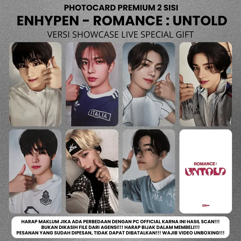 (ISI 7 PCS) Photocard ENHYPEN ROMANCE UNTOLD XO - PC 2 SISI KPOP Premium fotocard Merch Unofficial Enha Engene RU 1