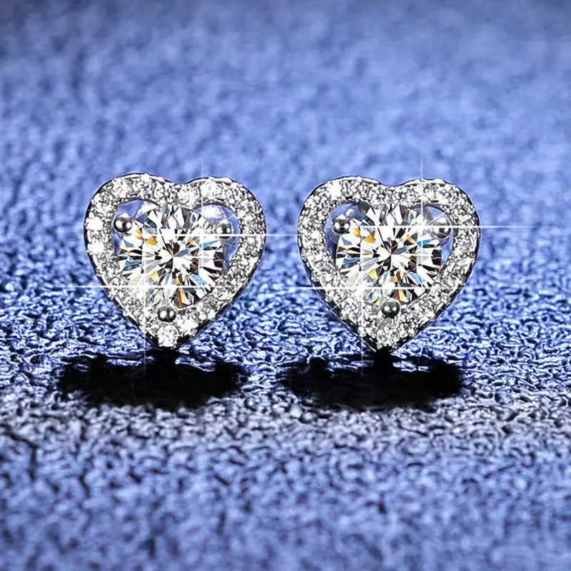 Anting-Anting Zircon Love Aksesoris Wanita Earring Elegant box