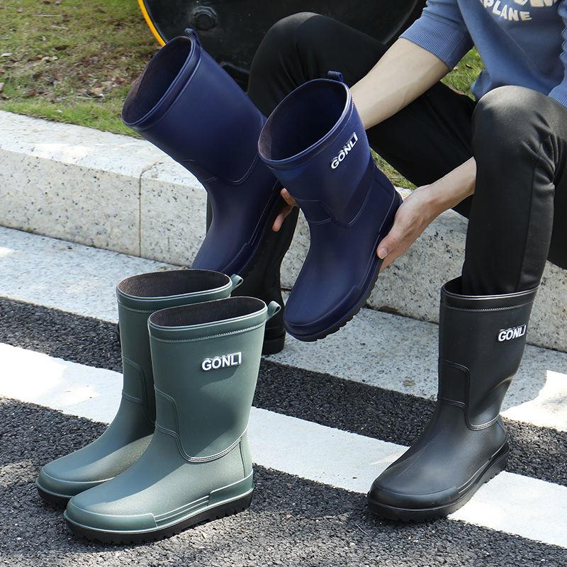 Giày Đi Mưa Ống Ngắn Chống Trượt Và Không Thấm Nước Cho Nam, Giày Nước Nền Bếp Tiếng Anh, Giày Cao Su Công Trường Xây Dựng, Giày Đi Mưa Ấm Áp Cho Nam