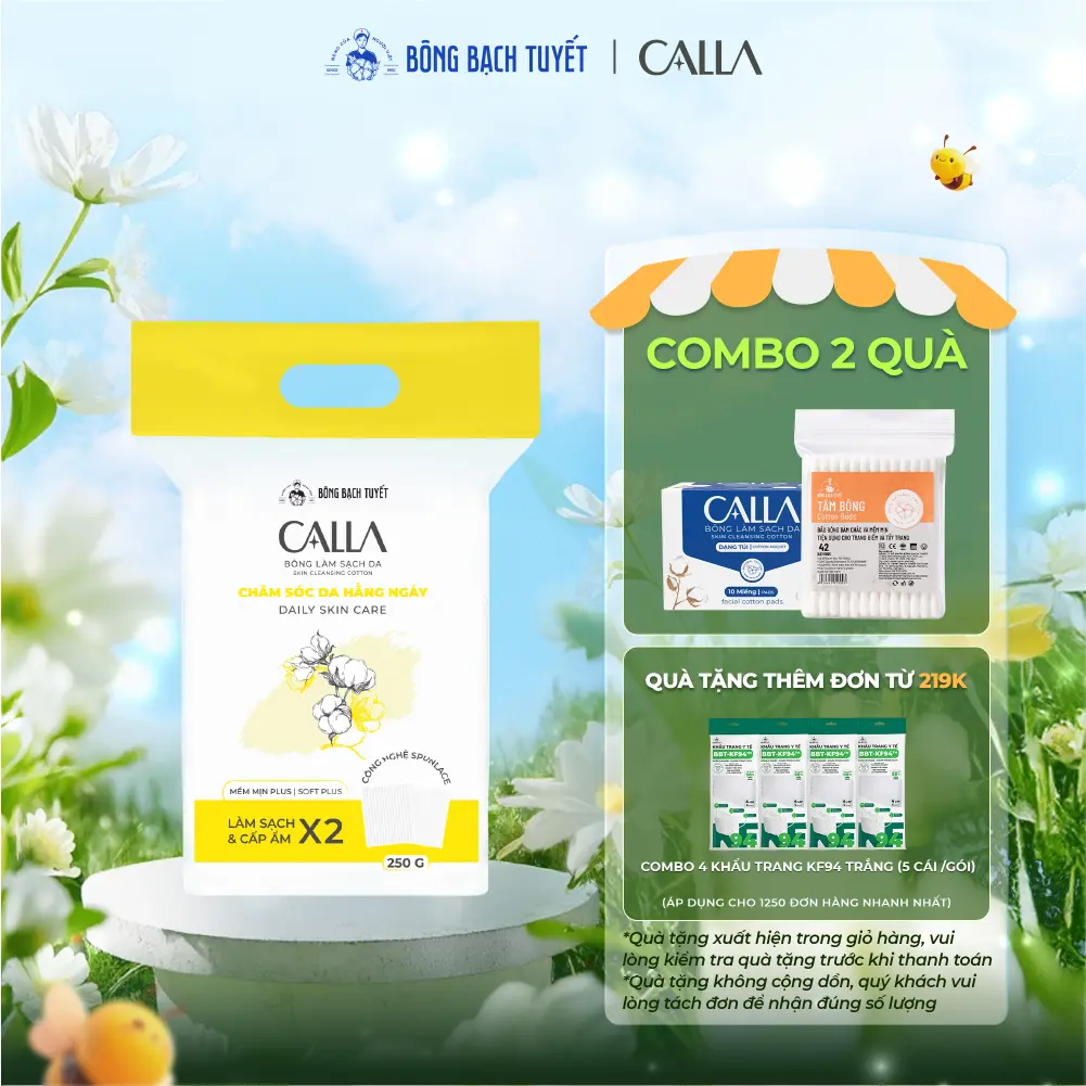 Bông Làm Sạch Da Bông Bạch Tuyết Calla Mềm Mịn Túi 250G An Toàn Cho Da @Bongtaytrang, @Lamsachda, @Lamdep, @Nữ , Women Skincare Làm Đẹp Da