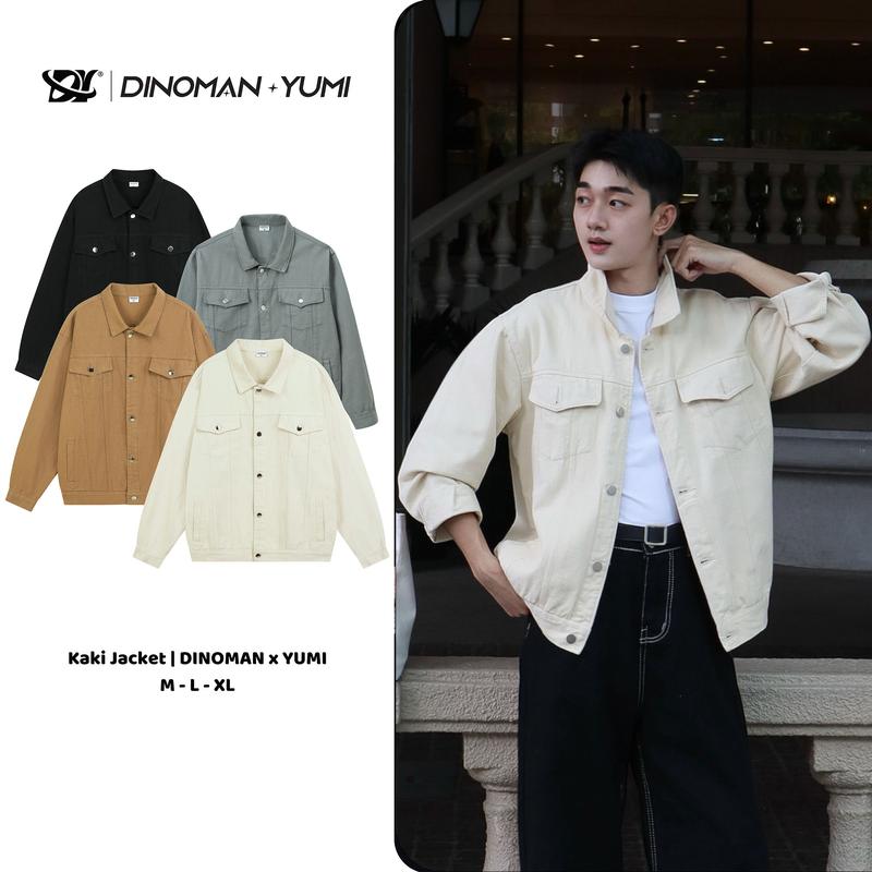  Áo Khoác Kaki Cúc Kim Loại DINOMAN Cổ Bẻ Chất Liệu Kaki Dày Dặn Form Oversize Basic Trẻ Trung - SM010 