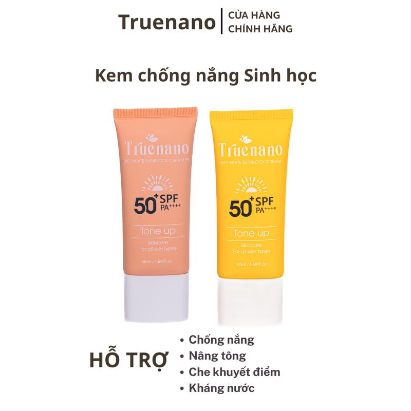  Kem Chống Nắng Phổ Rộng Kiềm Dầu Nâng Tone Kháng Nước Sinh Học | TRUENANO Bio White Sunblock SPF 50+ PA++++ - 50ml 