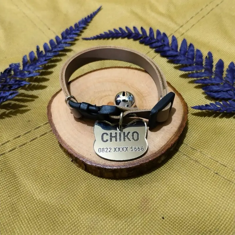 Kalung kucing free liontin custom nama akrilik grey 0