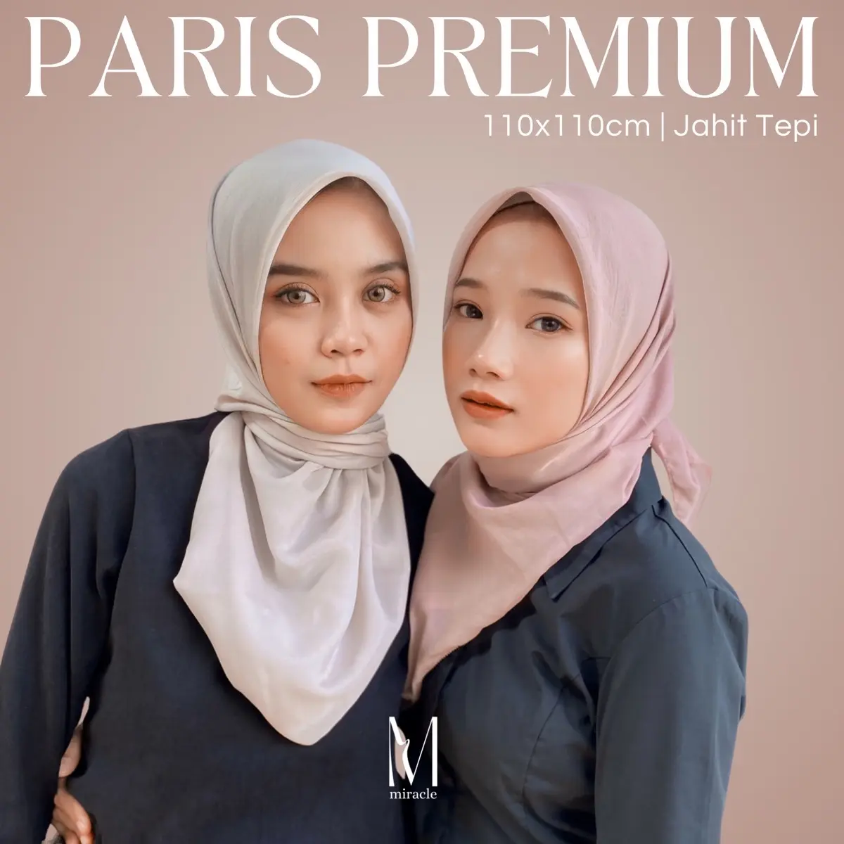 Paris Daily Premium | Jahit Tepi 110x110cm | Hijab Square Segiempat | By Miracle Hijab