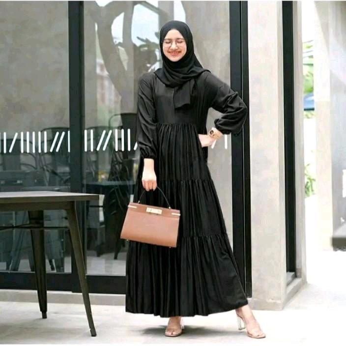 (promo) gamis canda rempel susun airflow premium/ gamis polos busui terlaris 2024/gamis premium/ gamis muslim 7