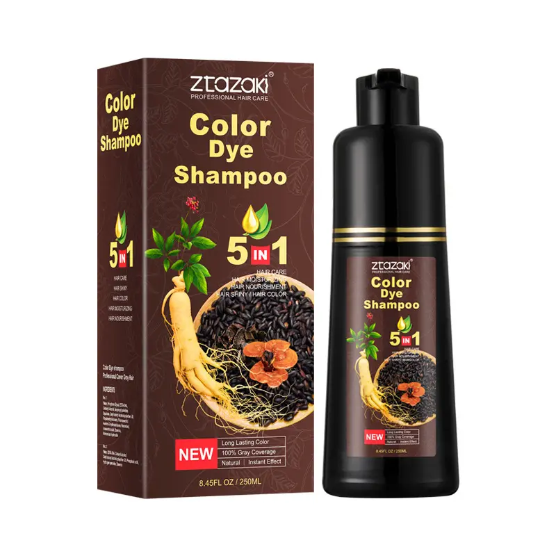 A color hair care plant hair dye 5 in 1 herbal hair dye shampoo