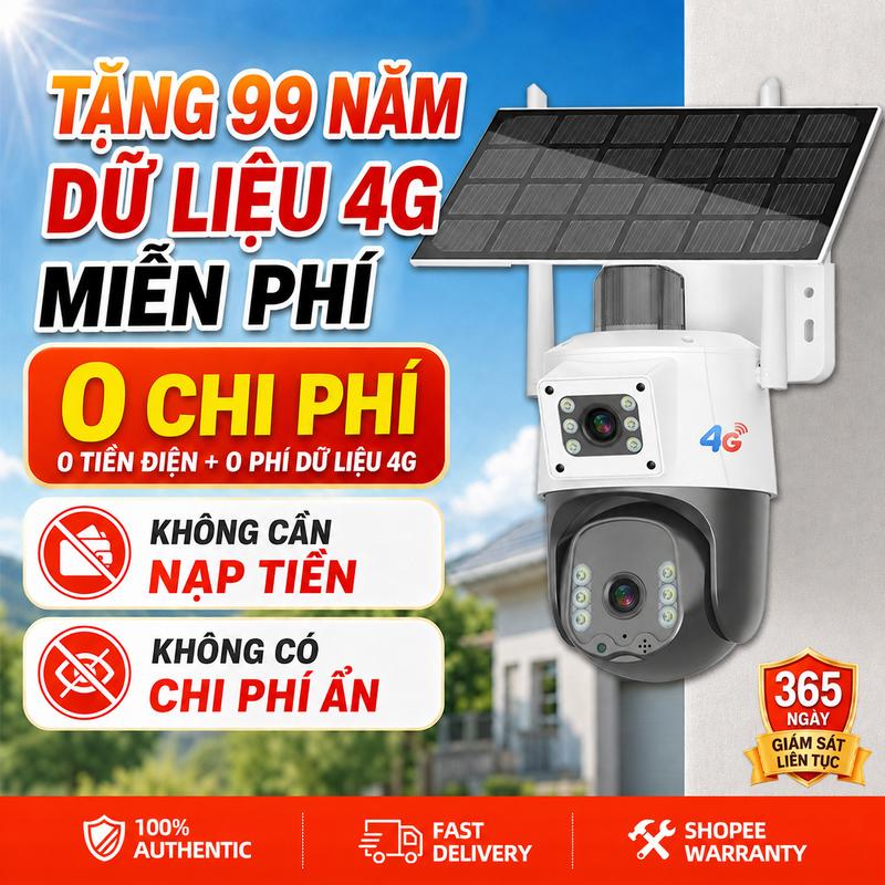 Camera giám sát năng lượng mặt trời, camera kép, tín hiệu 4G tốc độ cao, chốn