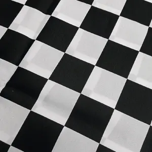 Kain kotak catur bali hitam putih ukuran kotak 5 cm x 5 cm harga untuk panjang kain setengah meter