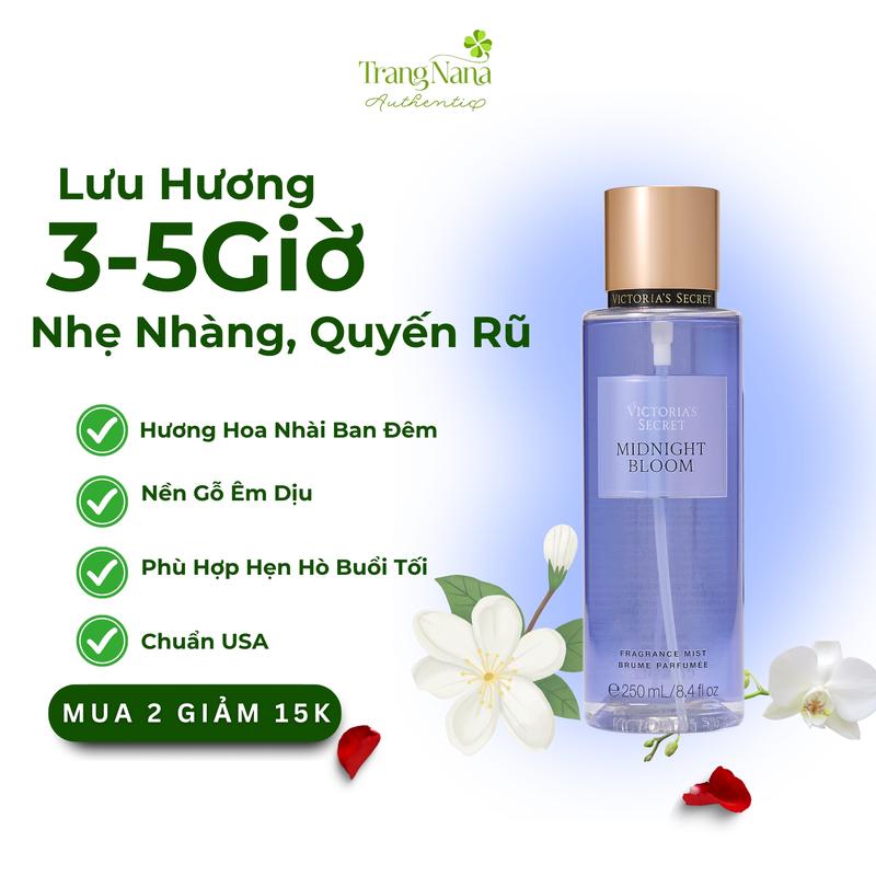 Xịt Thơm Toàn Thân Midnight Bloom Body Mist Hương Nước Hoa Khử Mùi Cơ Thể 250ML - Nữ - Women Cosmetic Perfume
