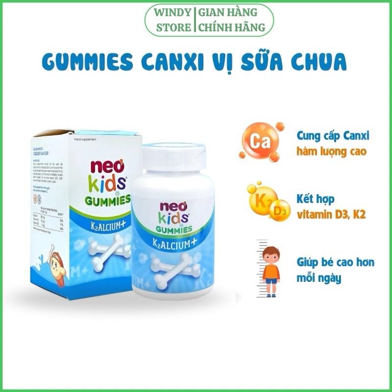 Gummies canxi vị sữa chua NeoKids hộp 60 viên nhai cho bé từ 3 tuổi.