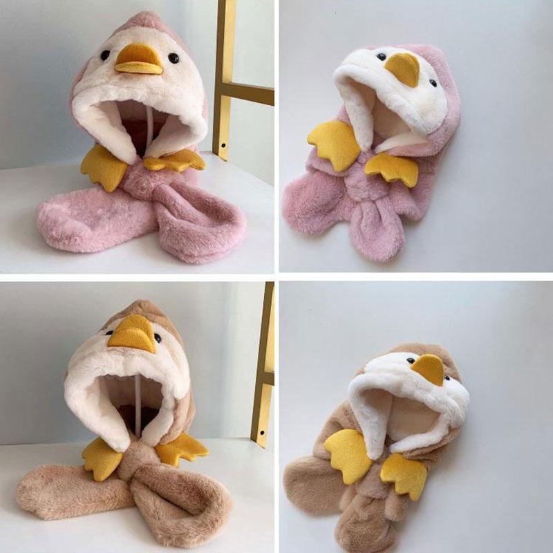 Product Introduction of Baby hat scarf integrated autumn and winter face protection plush baby ear protection hat with thick plush for boys and girls 11