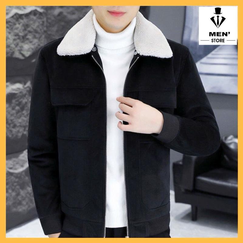 Áo khoác nam cổ lông bên trong lót lông mùa đông Áo khoác nam mùa đông
