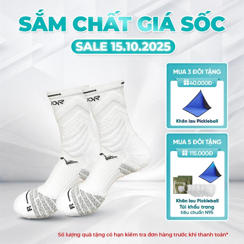 (Dày) Tất Vớ Thể Thao Pickleball Cao Cấp TCN02 Dệt Nano NSlip Thoáng Khí Ngăn Ngừa Chấn Thương, Hỗ Trợ Cải Thiện Hiệu Suất Vận Động khi Đá Bóng, Pickleball, Bóng rổ Sport