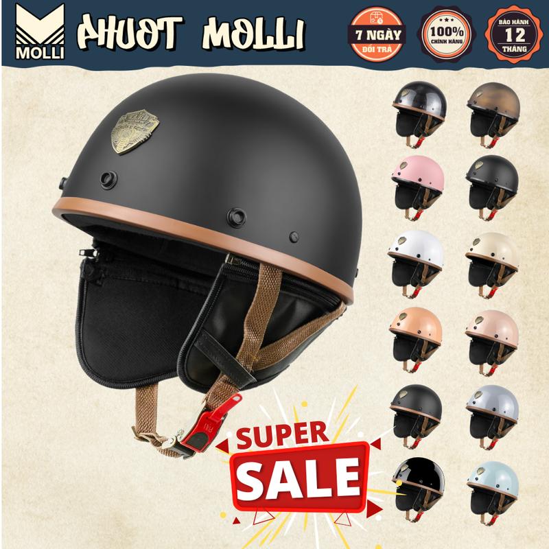 Mũ Bảo Hiểm 1 2 VARO PUB VARO HELMET Nhiều Màu Có Ốp Tai Kèm Kính Phi Công Kính UV 7 Màu